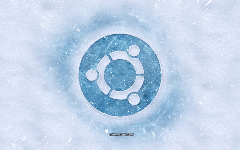 Ubuntu logo, winter concepts, snow texture, snow background, Ubuntu emblem, winter art, Ubuntu, Linux, HD wallpaper