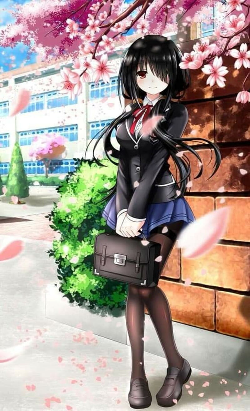 Kurumi, anime, date a live, girl, romance, sakura, school, student, HD phone wallpaper