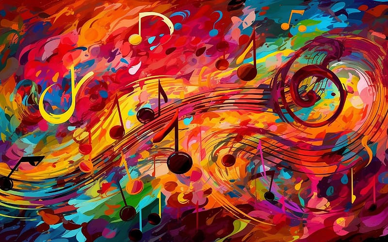 colorful, notes, music, vibrant, fantasy, art, texture, pattern ...