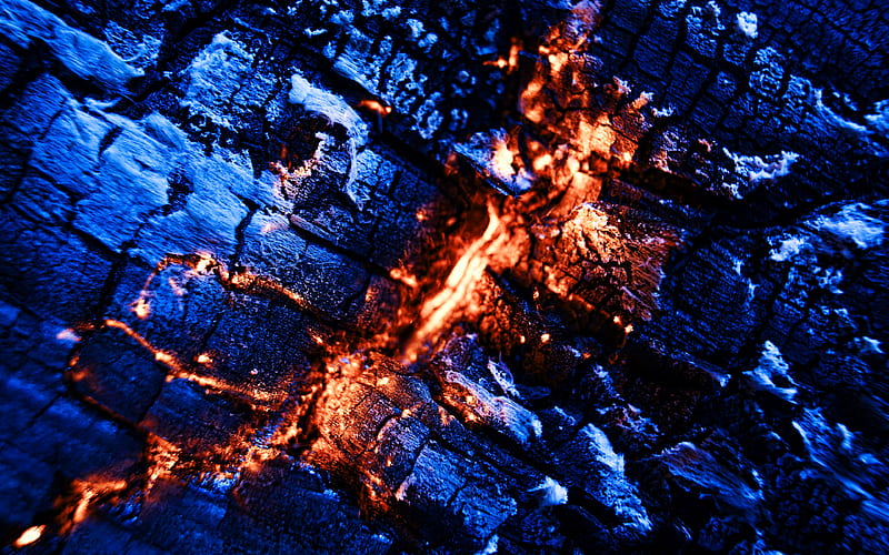 smouldering coals macro, coals textures, smouldering wood, background with coals, HD wallpaper