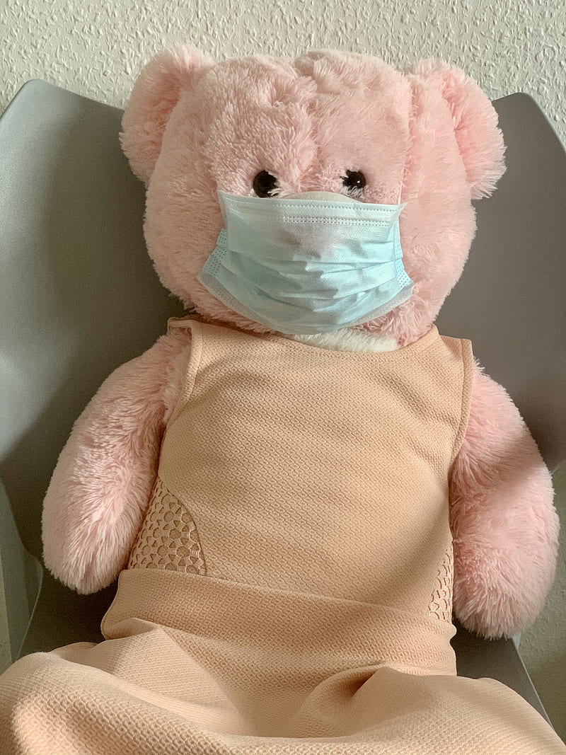 pink bear plush toy on white textile, HD phone wallpaper