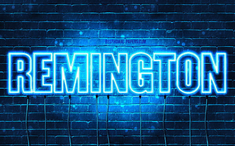 Remington with names, horizontal text, Remington name, blue neon lights, with Remington name, HD wallpaper