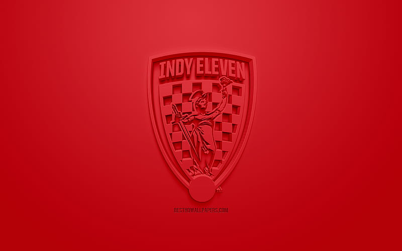 Indy Eleven, creative 3D logo, USL, red background, 3d emblem, American football club, United Soccer League, Indianapolis, Indiana, USA, 3d art, football, stylish 3d logo, HD wallpaper