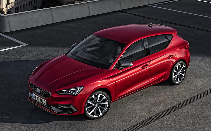 2020, Seat Leon, exterior, front view, red hatchback, new red Leon, spanish cars, Seat, HD wallpaper