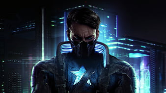 Captain America, Cyberpunk, Marvel Comics, HD wallpaper