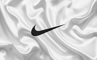 Nike, logo, white silk, emblem of Nike, HD wallpaper
