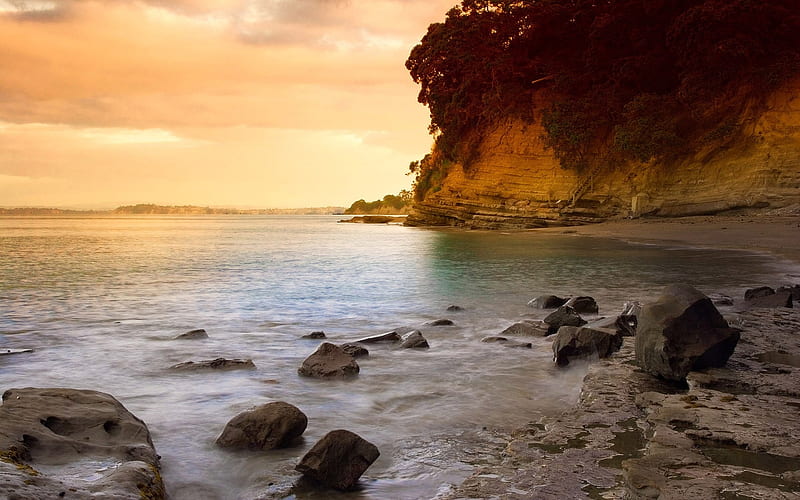 New Zealand-Sunset Beach-Auckland, HD wallpaper
