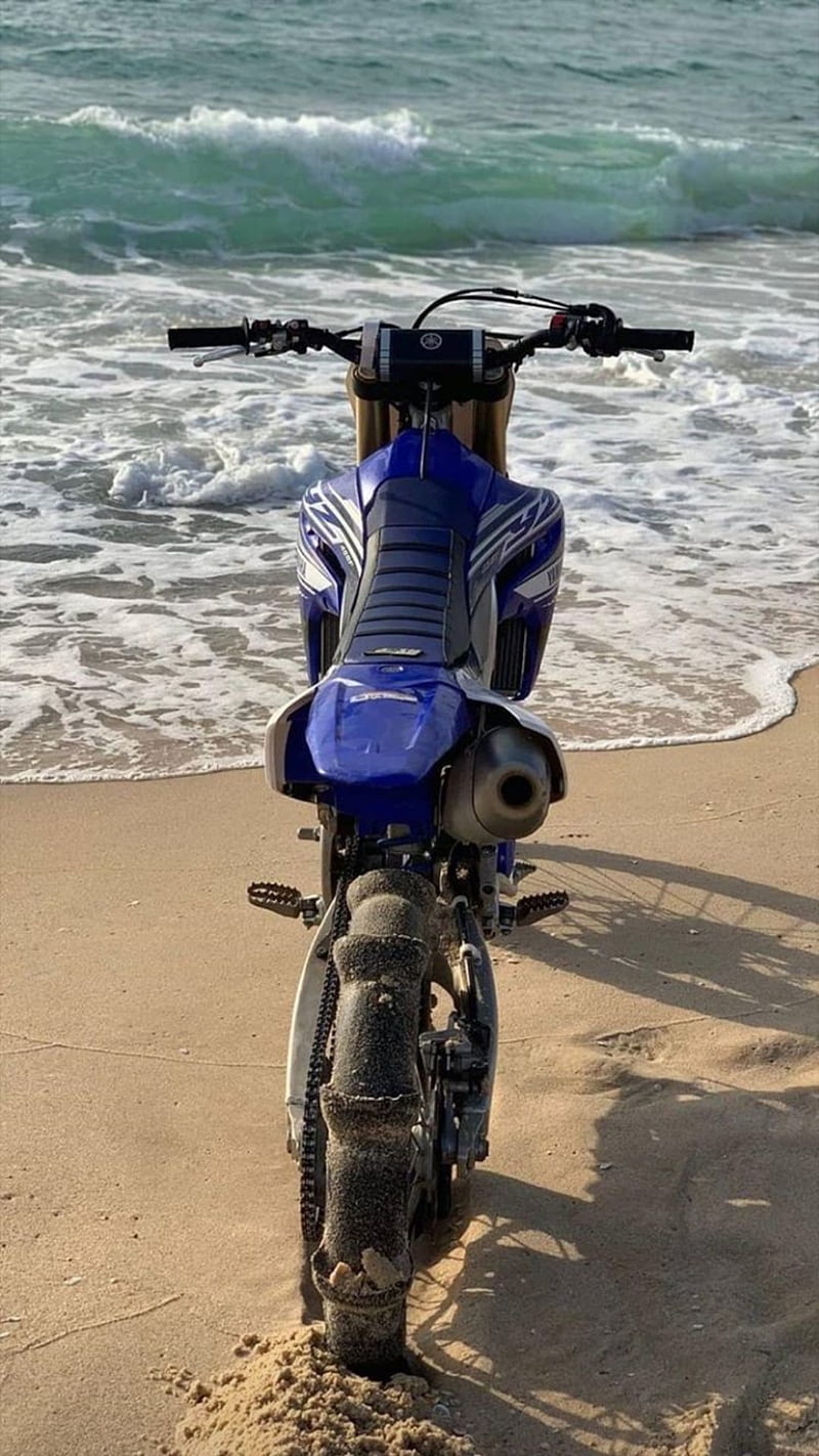 Yamaha Yz450f, beach, dirtbike, motocross, ocean, yamaha, yz450f, HD phone wallpaper