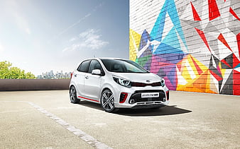 Kia Picanto GT-Line, 2017, New cars, white Picanto, Korean cars, Kia, HD wallpaper