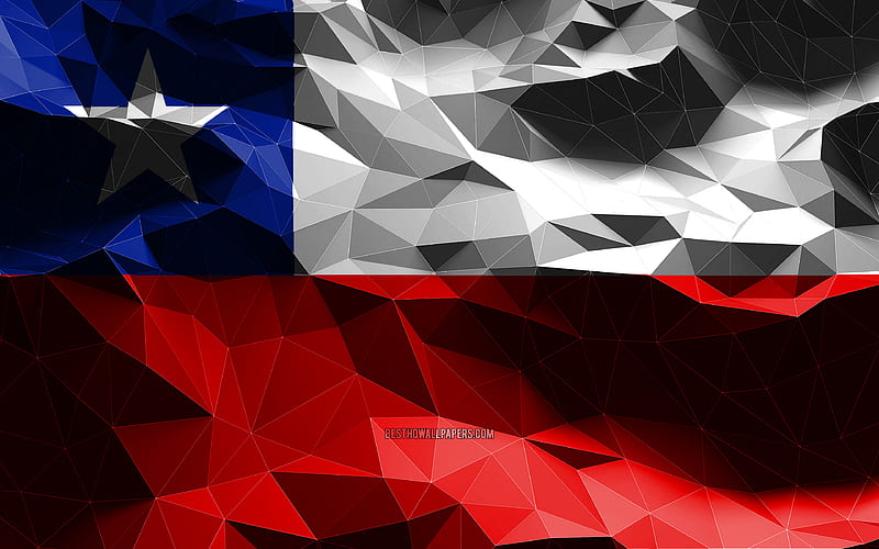 Chilean flag, low poly art, South American countries, national symbols, Flag of Chile, 3D flags, Chile flag, Chile, South America, Chile 3D flag, HD wallpaper