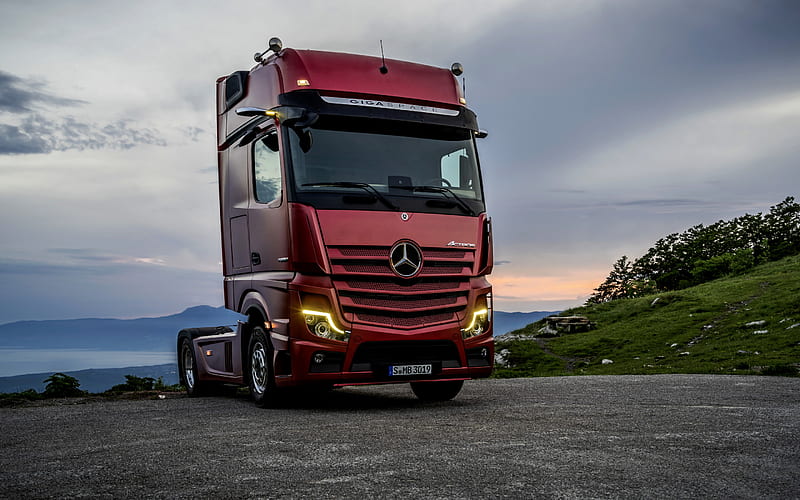 Mercedes-Benz Actros, new truck, 4x2, red Actros, german trucks, Mercedes, HD wallpaper