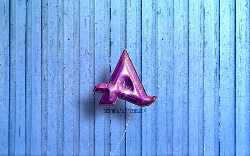 Afrojack logo, dutch DJs, violet realistic balloons, Nick van de Wall, Afrojack 3D logo, blue wooden backgrounds, Afrojack, HD wallpaper