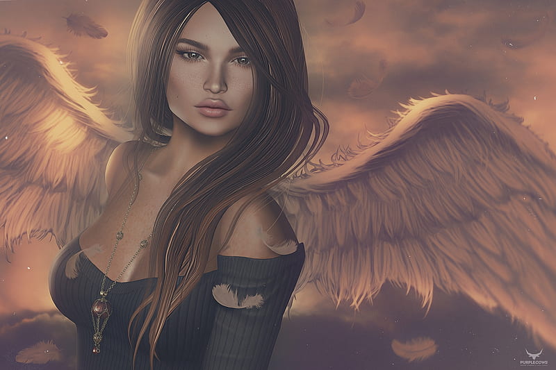 Angel, frumusete, fantasy, luminos, girl, rendering, skip staheli, HD wallpaper
