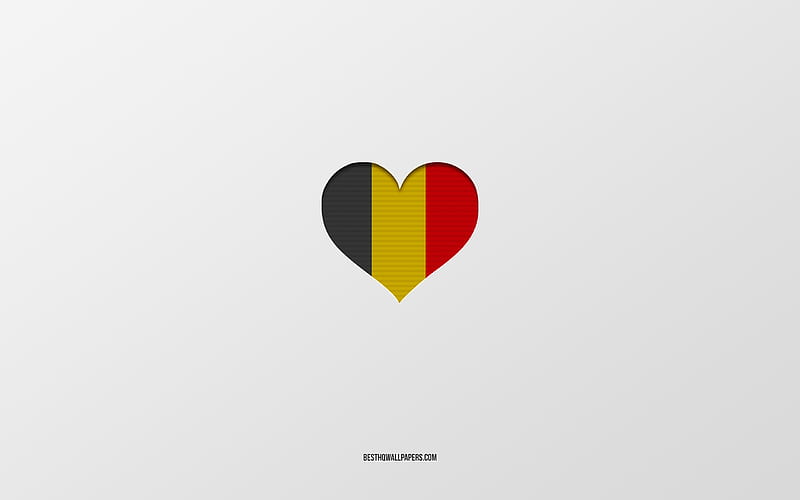 I Love Belgium, European countries, Belgium, gray background, Belgium flag heart, favorite country, Love Belgium, HD wallpaper