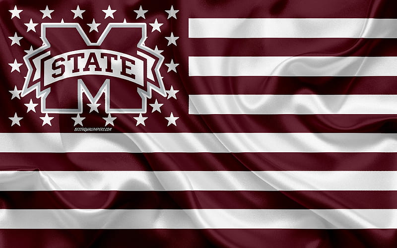 Mississippi State Bulldogs, American football team, creative American flag, burgundy white flag, NCAA, Starkville, Mississippi, USA, Mississippi State Bulldogs logo, American football, HD wallpaper