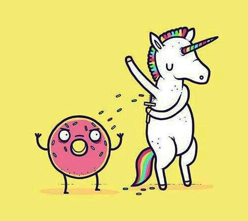 Unicorn3, doughnut, rainbow, unicorn, HD wallpaper