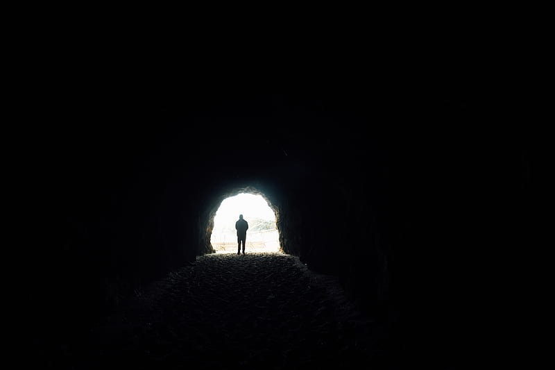 cave, silhouette, alone, dark, HD wallpaper