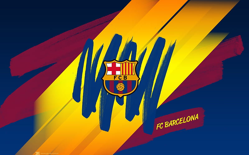 Barcelona, art, logo, Barca, Catalonia, creative, HD wallpaper