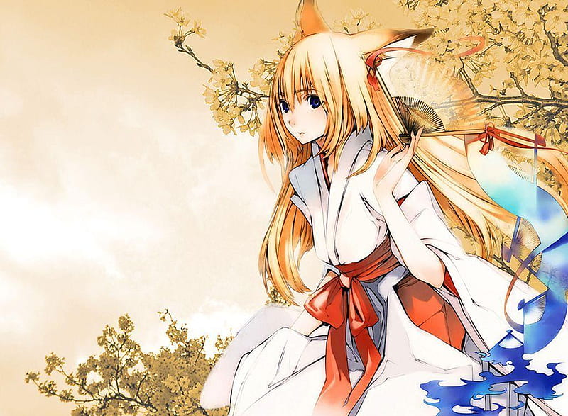 A beautiful white kitsune magical fox ninetailed fox amazing colours  overdetailed Anime Key Visual Japanese Manga Pixiv Zerochan   rnightcafe
