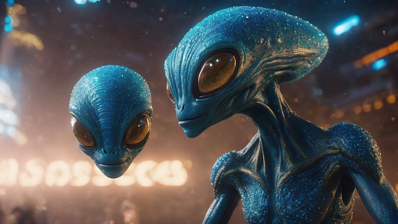 Alien, cute, face, blue, HD wallpaper