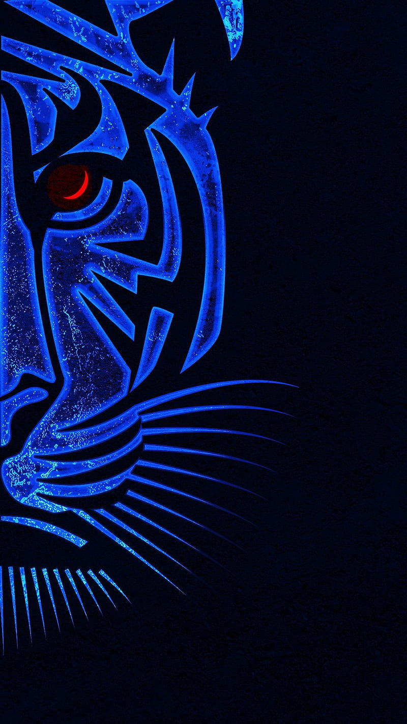Neon Tiger , bengal, blue, latest, maul, neon, new, punk, tiger, whistle, HD phone wallpaper