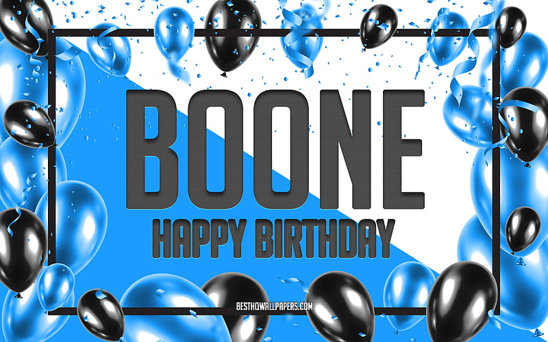 Happy Birtay Boone, Birtay Balloons Background, Boone, with names, Boone Happy Birtay, Blue Balloons Birtay Background, greeting card, Boone Birtay, HD wallpaper