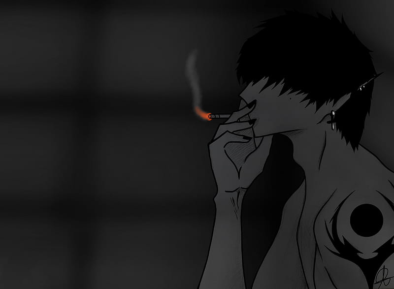 Sadness, anime, art, oc, smoking, HD wallpaper | Peakpx
