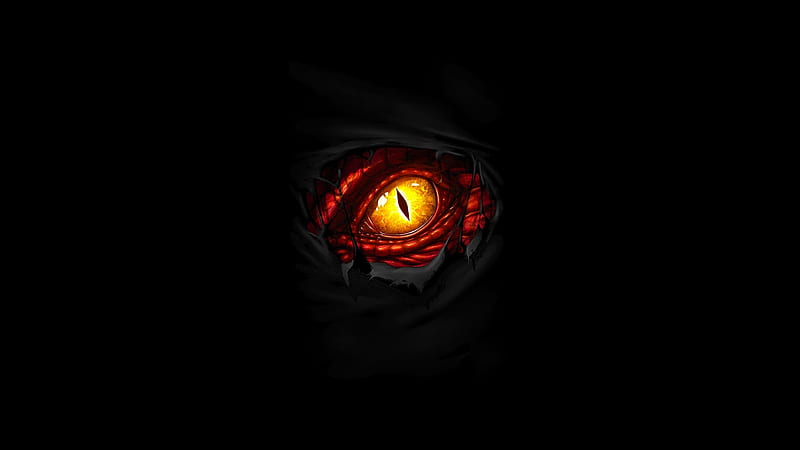 Dragon's eye, eye, christos karapanos, red, fantasy, yellow, dragon, minimalistic, HD wallpaper