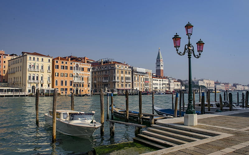 Venice, morning, sunrise, Doges Palace, chapel, summer, Venice cityscape, Italy, HD wallpaper