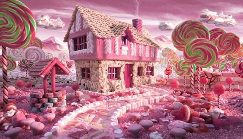 Candy House, Candy, Pink, House, Sweet, HD wallpaper