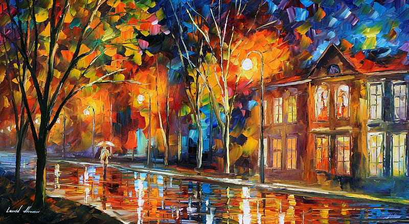 Leonid Afremov, Oil, Painting, City, HD wallpaper