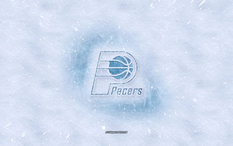 Indiana Pacers logo, American basketball club, winter concepts, NBA, Indiana Pacers ice logo, snow texture, Indianapolis, Indiana, USA, snow background, Indiana Pacers, basketball, HD wallpaper