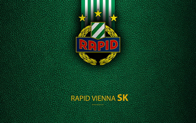 Rapid Vienna FC leather texture, logo, Austrian football club, Austrian Bundesliga, Vienna, Austria, football, HD wallpaper