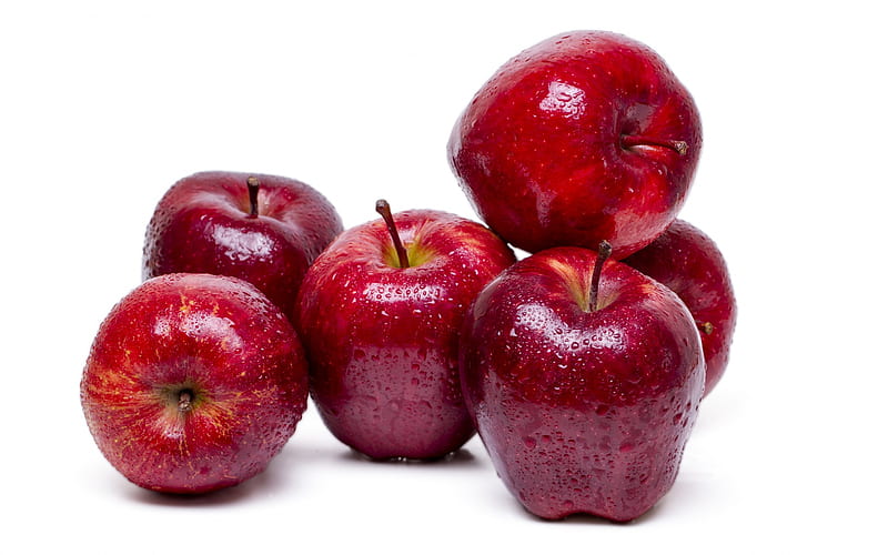 red apples, fruit, ripe apples, healthy food, HD wallpaper