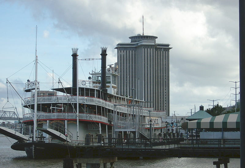 New Orleans Paddle boat, no, old, boat, water, paddle boat, french quarter, river, ferryboats, new olreans, HD wallpaper