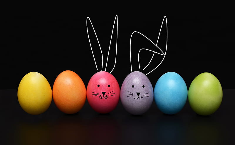 Happy Easter 2019 Easter Eggs, Funny Bunny Ultra, Holidays, Easter, Creative, Colorful, Bunny, background, Drawing, Funny, Holiday, Painted, Eggs, Cute, DyedEggs, HD wallpaper