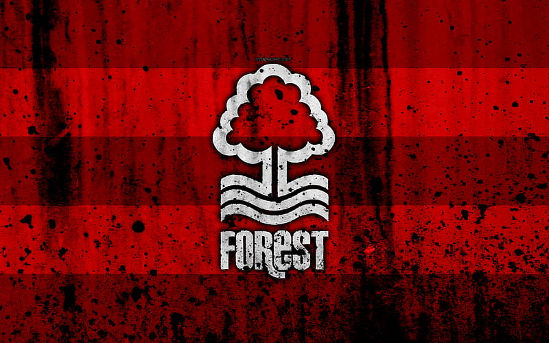 FC Nottingham Forest, grunge, EFL Championship, art, soccer, football club, England, Nottingham Forest, logo, stone texture, Nottingham Forest FC, HD wallpaper