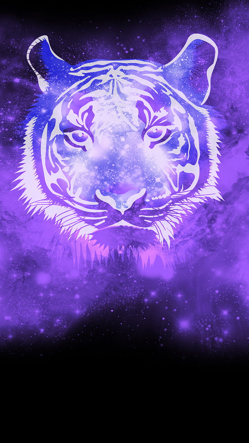 el tigre, galaxy purple, stars, stripes, tiger, HD phone wallpaper