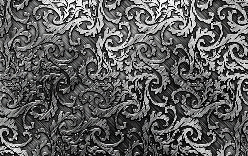Texture, metallic, bw, gris, black, white, HD wallpaper