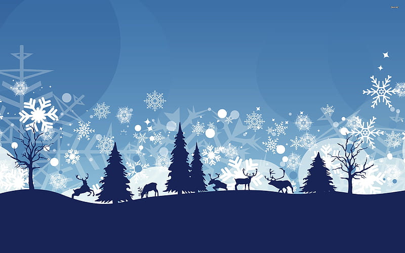 winter, Snow, Nature, Landscape, Deer, Vector / and Mobile Background, HD wallpaper