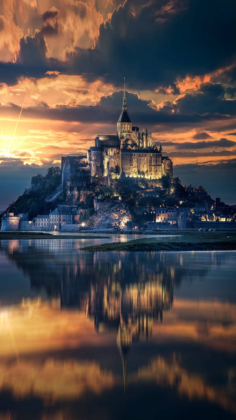 Saint Michel France , castle, island, mont saint michel, building, HD phone wallpaper