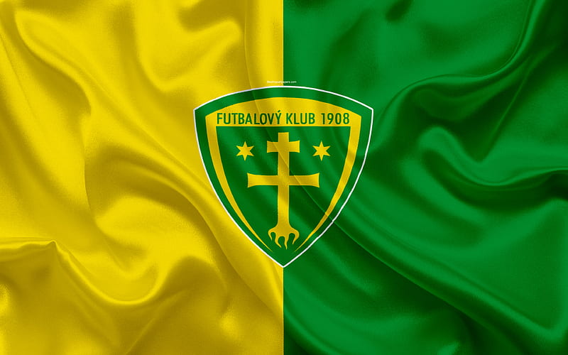 MSK Zilina silk texture, Slovak football club, logo, yellow green flag, Fortuna liga, Zilina, Slovakia, football, HD wallpaper