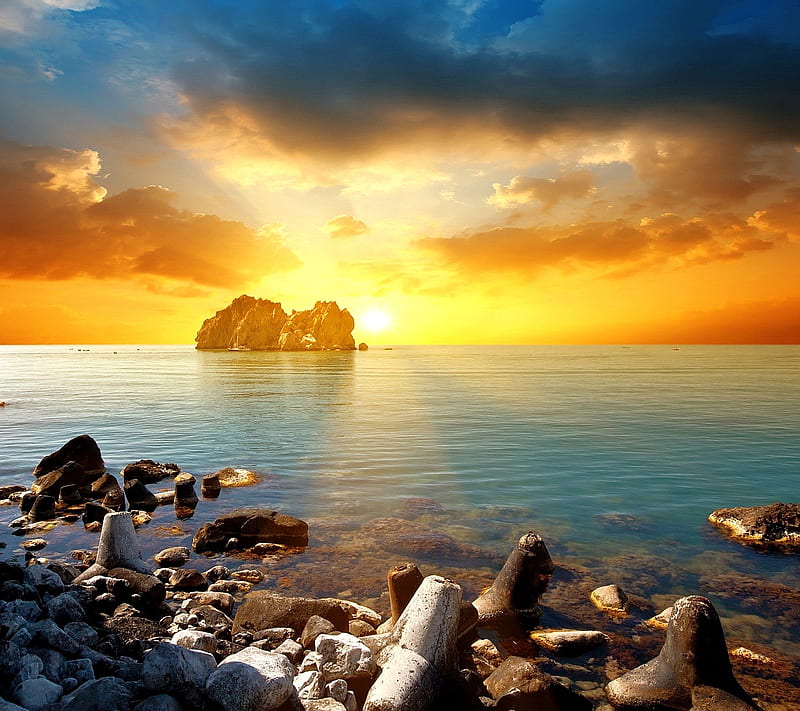 Sea Rocks, good, ocean, night, good morning, morning, view, coastline,  milky, HD wallpaper | Peakpx