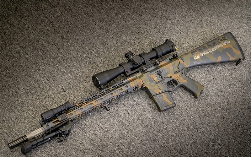 AR-15, American semi-automatic rifle, camouflage, assault rifle, special forces, HD wallpaper