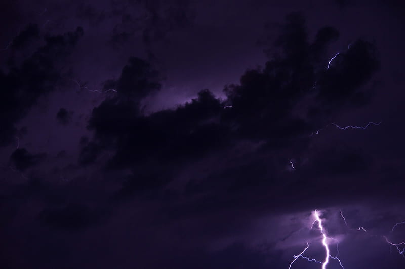 The Purple Storm, lightning, purple, nature, clouds, storm, HD wallpaper