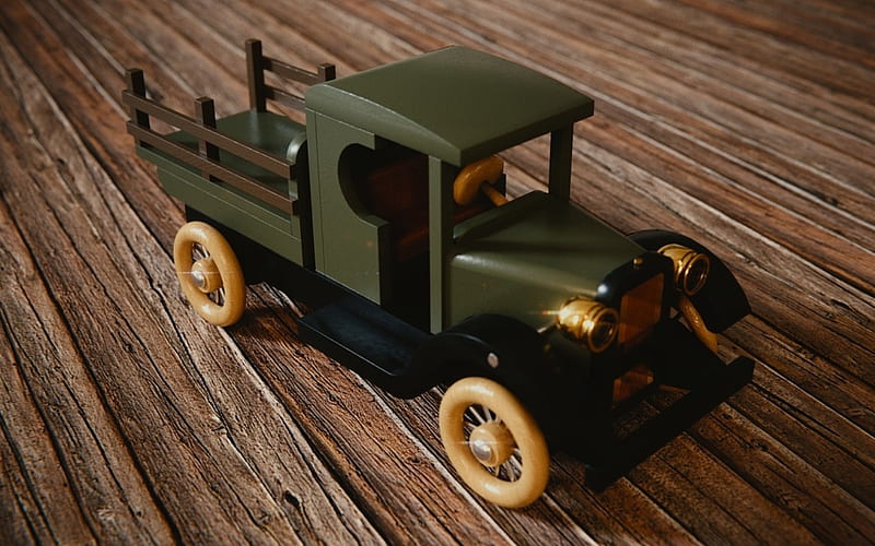 Wooden Toy Truck, toy, truck, car, wooden, HD wallpaper