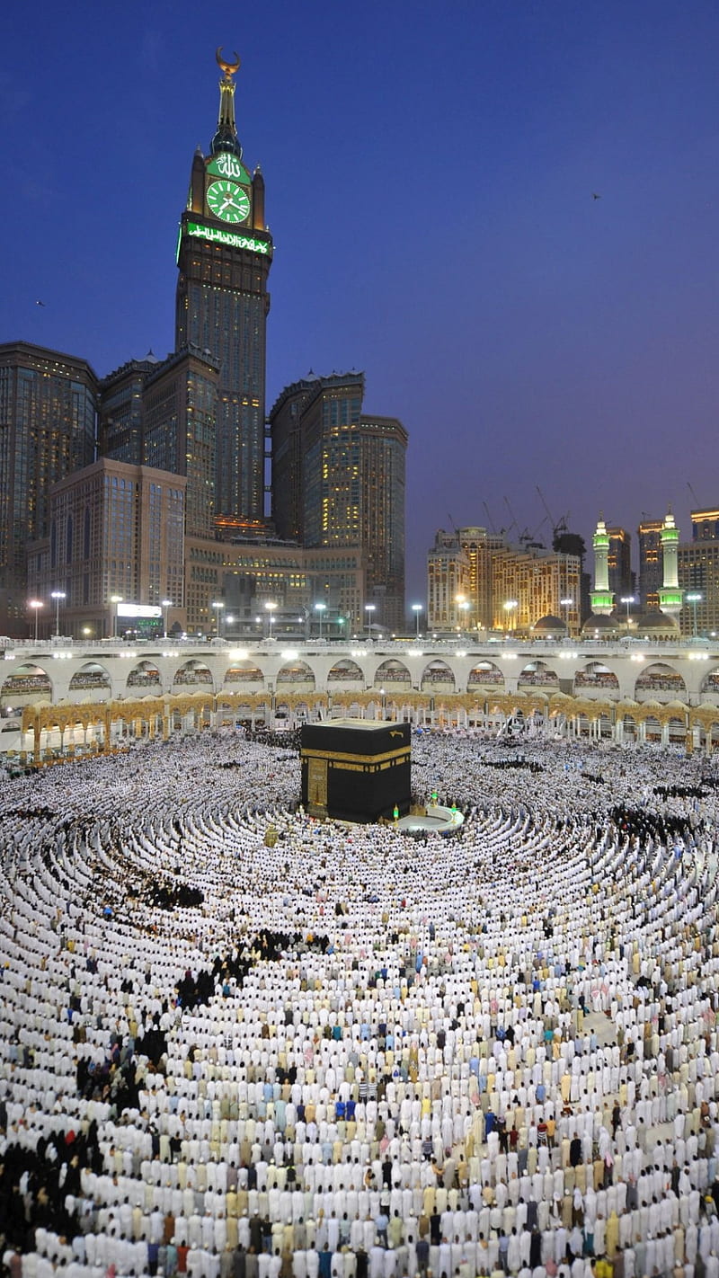 Makkah Full, clock tower, islam, kaaba, kaabah, masjidil haram, mecca, saudi arabia, HD phone wallpaper