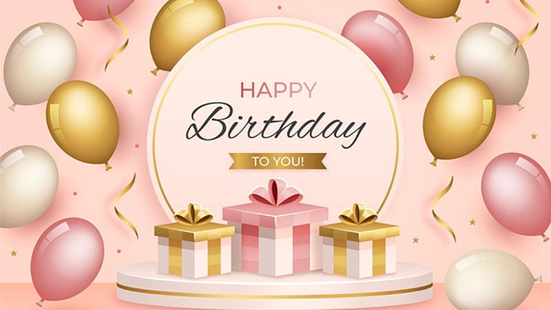 Happy Birtay To You Letters Gift Boxes Colorful Balloons Happy Birtay, HD wallpaper