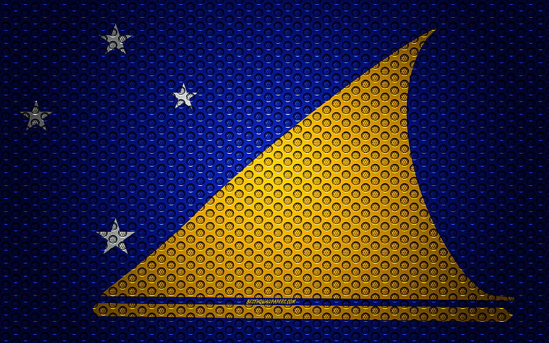 Flag of Tokelau creative art, metal mesh texture, Tokelau flag, national symbol, Tokelau, Oceania, flags of Oceania countries, HD wallpaper