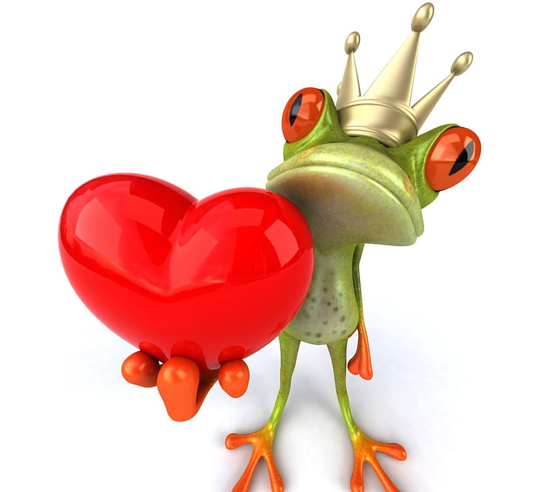Frog Love, frog, heart, love, HD wallpaper